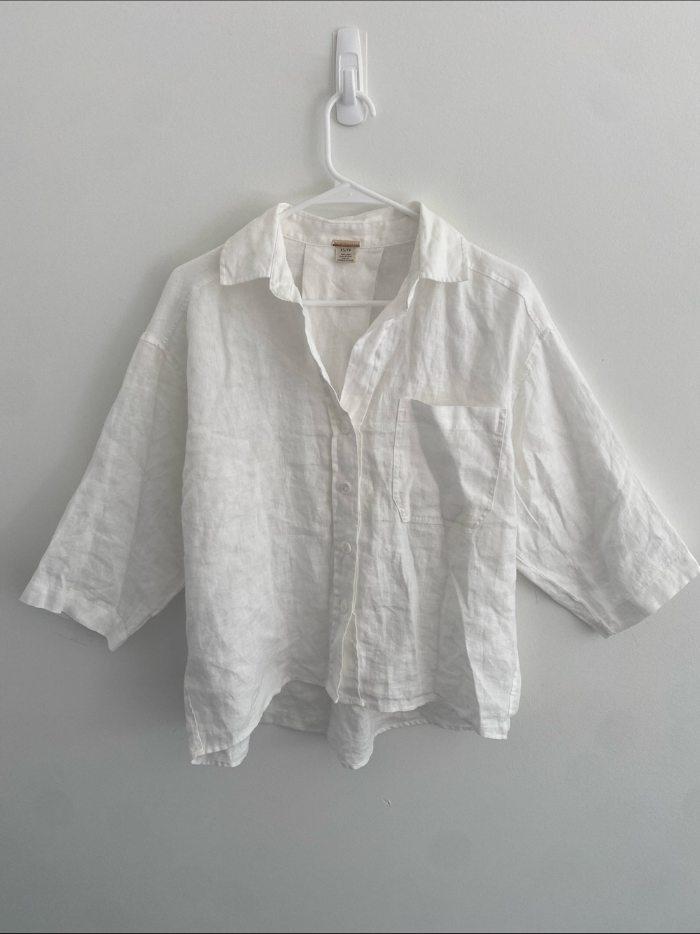 Magaschoni Linen Oversized Lagenlook Button Shirt White Size XS